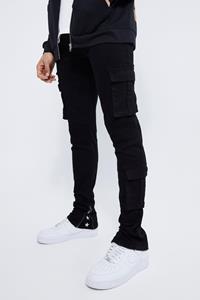 Boohoo Tall Stretch Limited Cargo Skinny Jeans, True Black