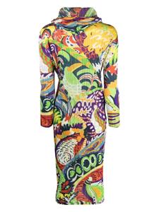 Pleats Please Issey Miyake Midi-jurk met abstracte print - Wit