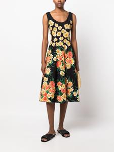 A.N.G.E.L.O. Vintage Cult Midi-jurk met bloemenprint - Zwart