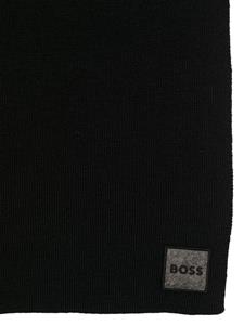 BOSS Sjaal met logopatch - Zwart
