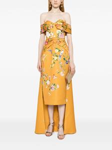Marchesa Notte Midi-jurk met bloemenprint - Geel