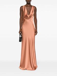 PINKO V-neck satin-finish dress - Bruin