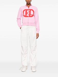 Karl Lagerfeld monogram-print jersey cropped cardigan - Roze