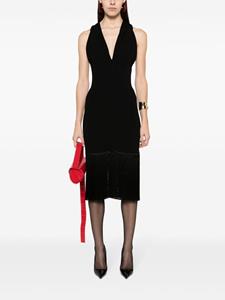 Ferragamo V-neck fringed midi dress - Zwart