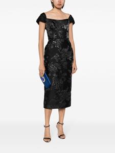 Amsale Midi-jurk met vierkante hals - Zwart
