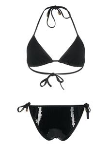 Balmain B sequinned triangle bikini - Zwart