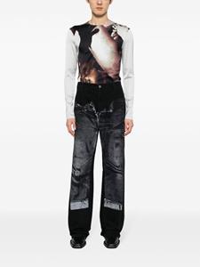 Jean Paul Gaultier trompe l'oeil-print cotton jeans - Zwart