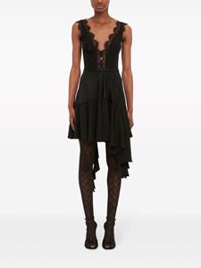 Victoria Beckham asymmetric lace-trim minidress - Zwart