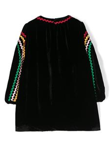 Stella McCartney Kids stripe-embroidered long-sleeve dress - Zwart