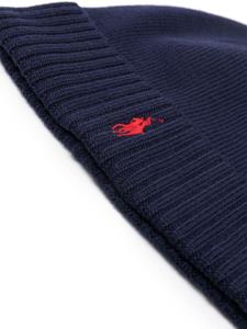 Polo Ralph Lauren logo-embroidered ribbed wool beanie - Blauw