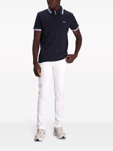 BOSS logo-embroidered cotton-blend polo shirt - Blauw