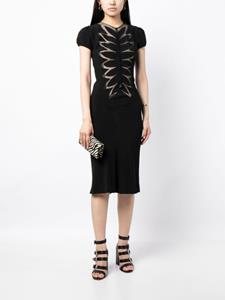 Alexander McQueen Pre-Owned Midi-jurk met mesh vlakken - Zwart