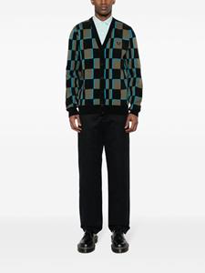 Fred Perry logo-embroidered check-pattern cardigan - Zwart