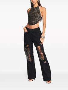 Retrofete Marlowe rhinestone-embellished straight-leg jeans - Zwart