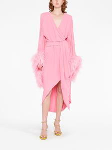 NERVI Midi-jurk met veren afwerking - Roze