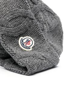 Moncler logo-appliqué wool beanie - Grijs