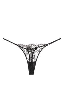 Kiki de Montparnasse sheer lace-detail cotton thong - Zwart