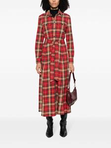 Polo Ralph Lauren Geruite midi-jurk - Rood