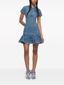 AZ FACTORY corset-style ruffled denim dress - Blauw