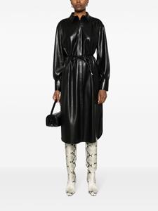 BOSS belted faux-leather midi dress - Zwart