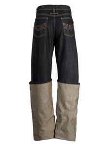 Jean Paul Gaultier layered-design cotton wide-leg jeans - Blauw