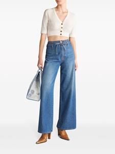ETRO floral-embroidered belted jeans - Blauw