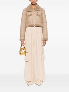 Rowen Rose high-waisted pleated cargo trousers - Beige