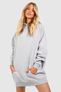 Boohoo Super Oversized Sweatshirt Jurk Met Capuchon, Grey Marl