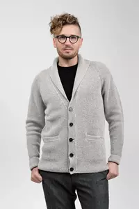 SHAWL COLLAR cardigan, light grey