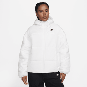 Nike Sportswear Classic Puffer Therma-FIT ruimvallend damesjack met capuchon - Wit