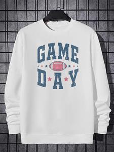 ChArmkpR Mens Rugby Letter Print Crew Neck Casual Pullover Sweatshirts