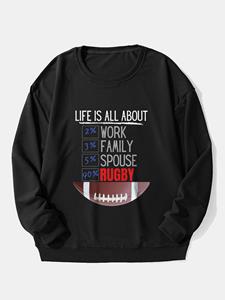 ChArmkpR Mens Slogan Rugby Graphic Crew Neck Casual Pullover Sweatshirts