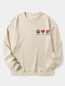 ChArmkpR Mens Rugby Letter Graphic Crew Neck Casual Pullover Sweatshirts