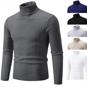 KuaLool New Men's High Neck Sweater Solid Color Pullover Knitted Warm Casual Turtleneck Sweatwear Woolen Mens Winter Outdoor Tops