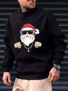 ChArmkpR Mens Christmas Santa Claus Graphic Crew Neck Pullover Sweatshirts Winter