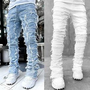NIUBI Supermarket Men Fashion Casual Mid Waist Slim Long Jeans Skinny Straight Denim Pants for Men