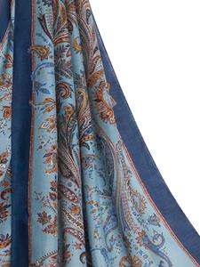 ETRO paisley-print frayed-edge cashmere-blend scarf - Blauw