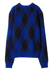 Burberry logo-intarsia argyle wool jumper - Blauw