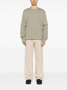 MM6 Maison Margiela numbers-embroidered wide-leg trousers - Beige