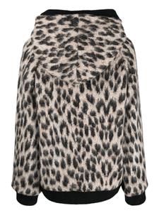 Laneus leopard-print zip-up hood - Beige