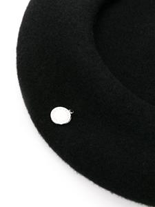 Stella McCartney logo-plaque wool beret - Zwart
