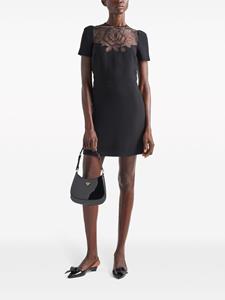 Prada lace-panelled cady mini dress - Zwart