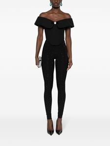 NISSA rhinestone-embellished high-waist leggings - Zwart