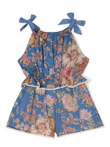 ZIMMERMANN Kids floral-print cotton jumpsuit - Blauw