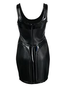 Mugler glossy embossed minidress - Zwart