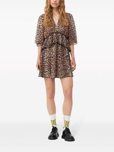 GANNI leopard-print georgette minidress - Bruin