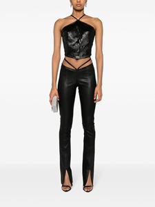 Manokhi tie-fastening leather skinny trousers - Zwart