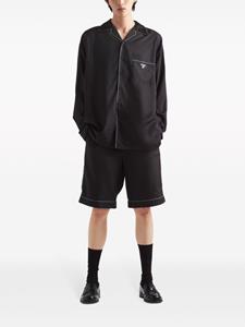 Prada logo-print silk bermuda shorts - Zwart