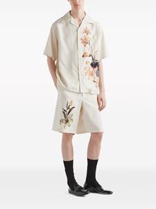 Prada flower-print silk bermuda shorts - Beige