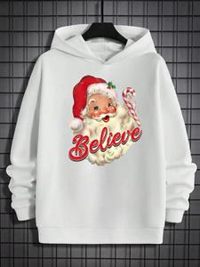 ChArmkpR Mens Cute Christmas Santa Claus Print Long Sleeve Hoodies Winter